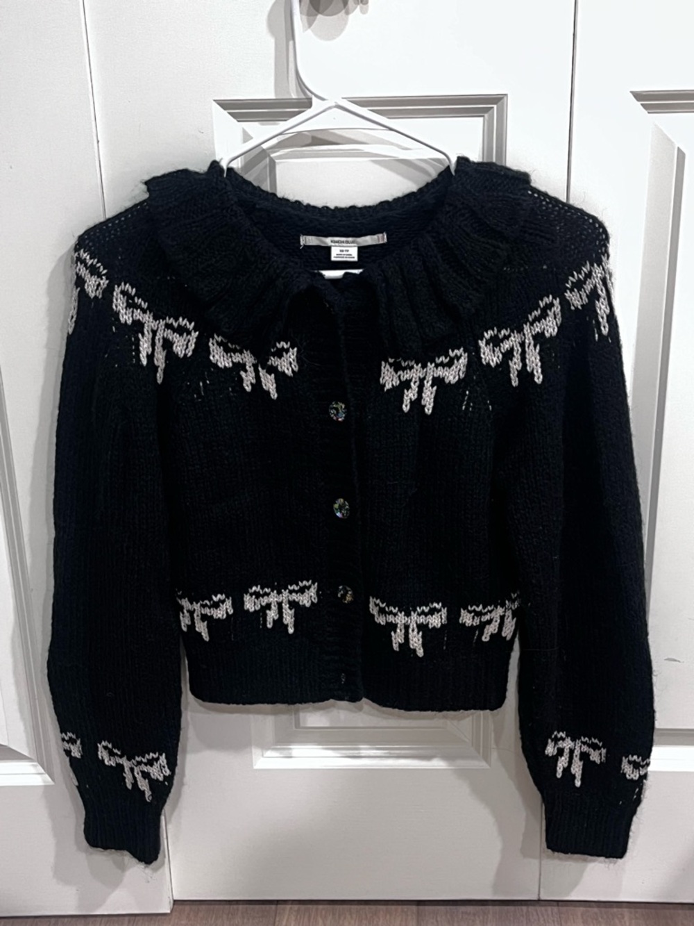 Kimchi Blue Black Cardigan with Cream Bow Accent Brand new